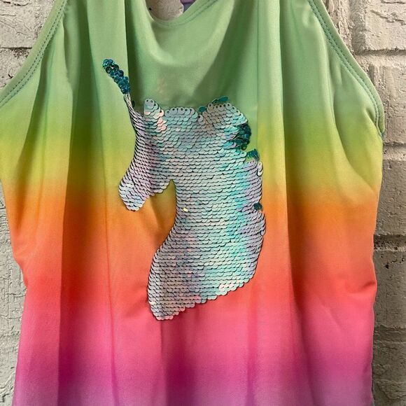 Cat & Jack Sequin Unicorn Tie Dye One Piece Bathing Suit xl 14/16 - Picture 2 of 9